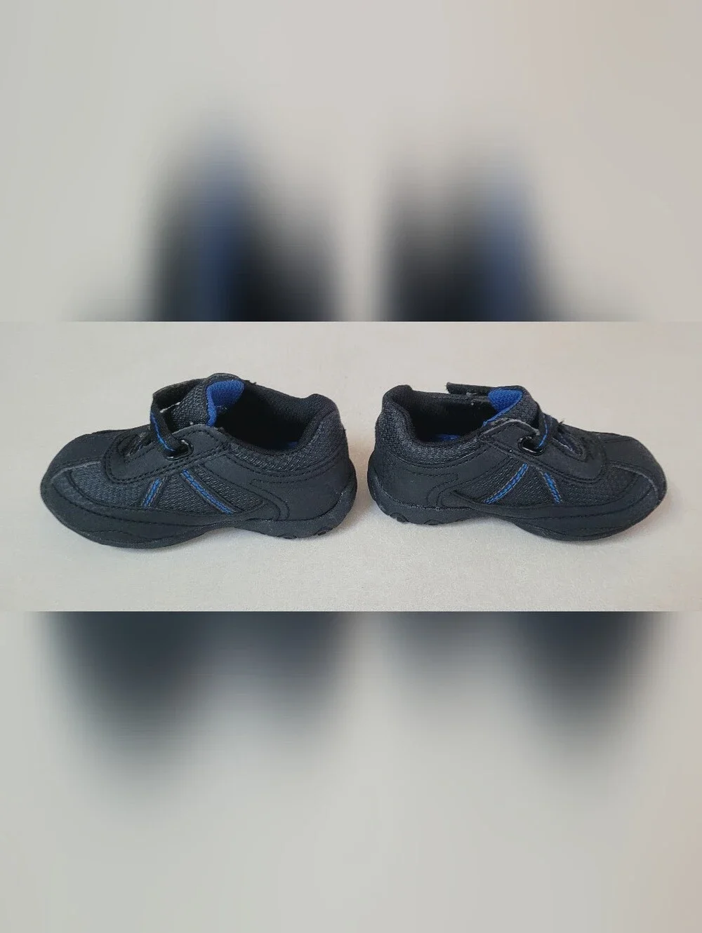 Kids/toddler Smart Fit Black Athletic Shoes with Blue Highlights